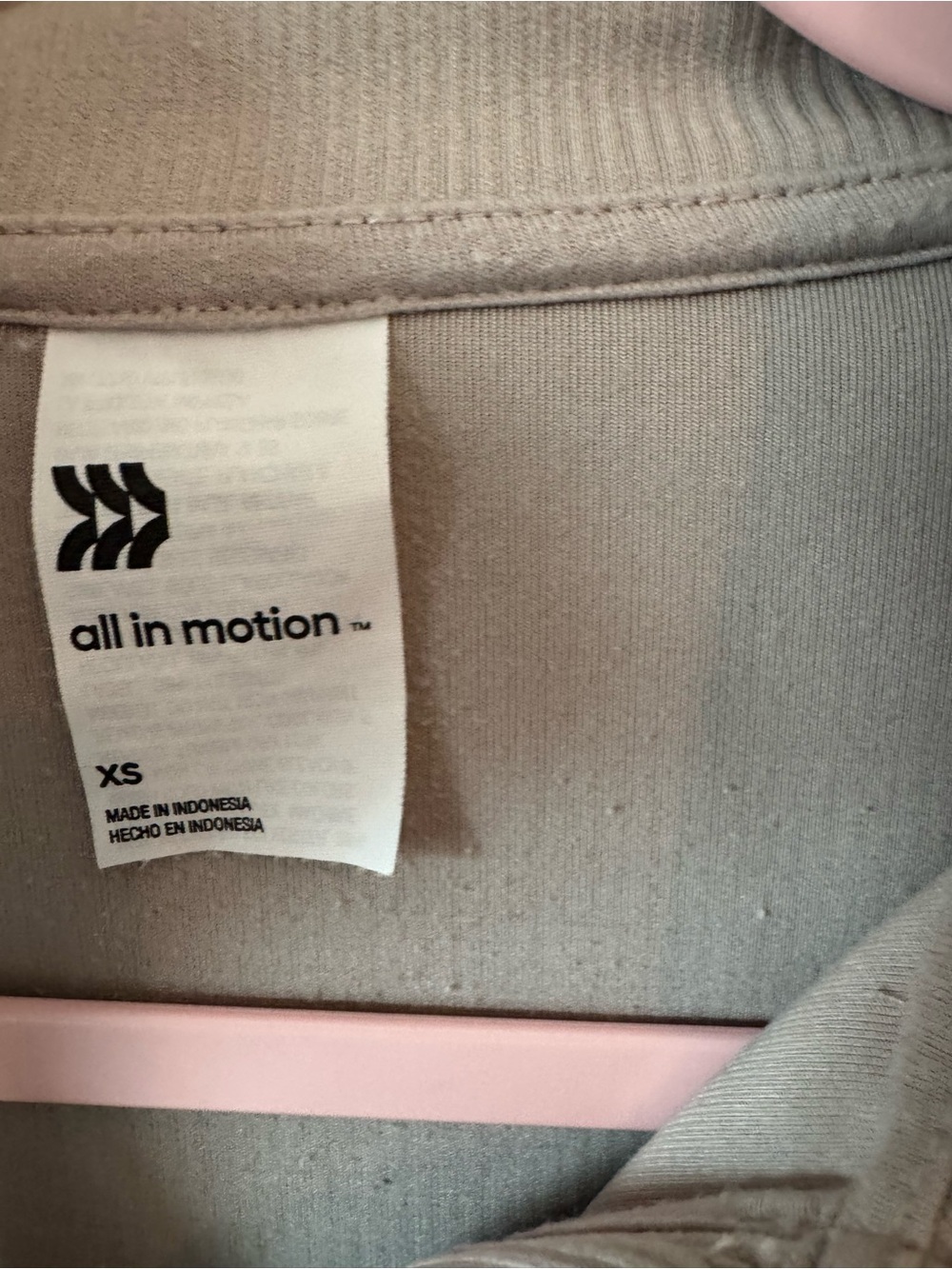 Cropped Ribbed Half-Zip Sweatshirt in Light Taupe - Picture 4 of 8